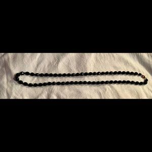 Vintage Jet Black Faceted Glass Bead Necklace~Hollywood Classic